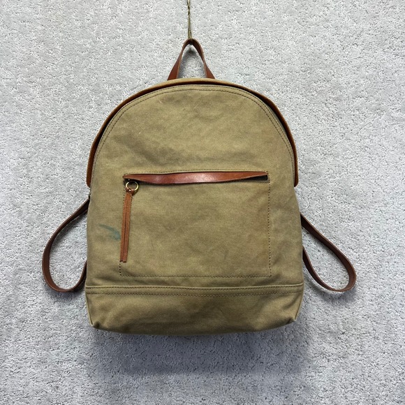 Madewell Handbags - Madewell Charleston Backpack Khaki Green Canvas Leather Trim Rucksack Bag